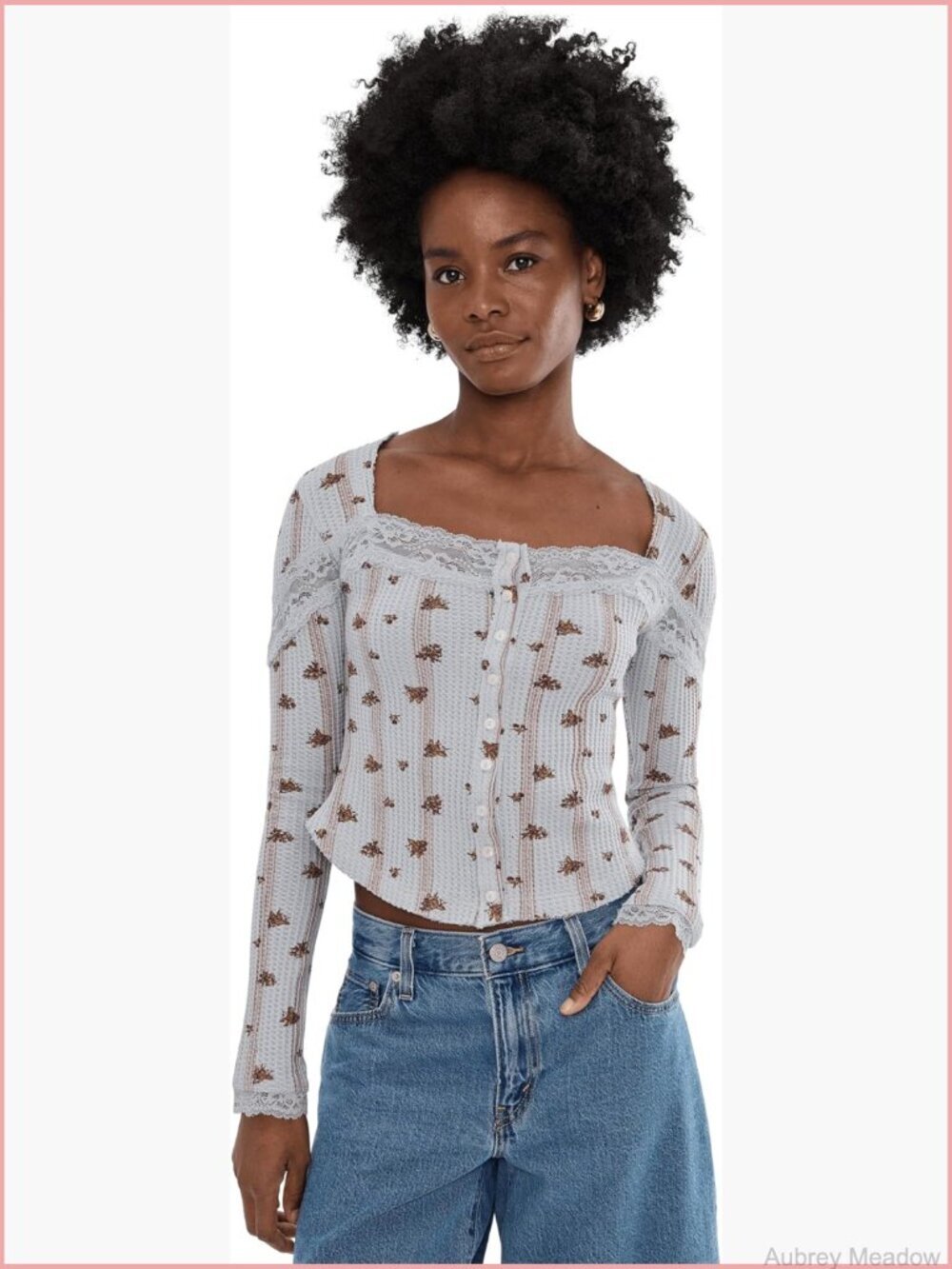 Womens Classic Fit Cotton Cardigan with Lace Trim Button Front